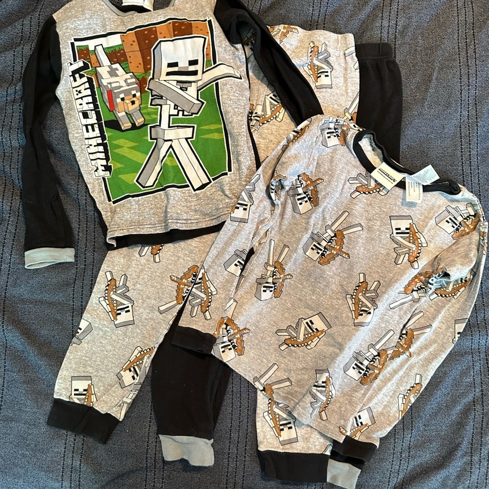 Minecraft Pajama Sets, Qty 2, Long Sleeve, Long Pants